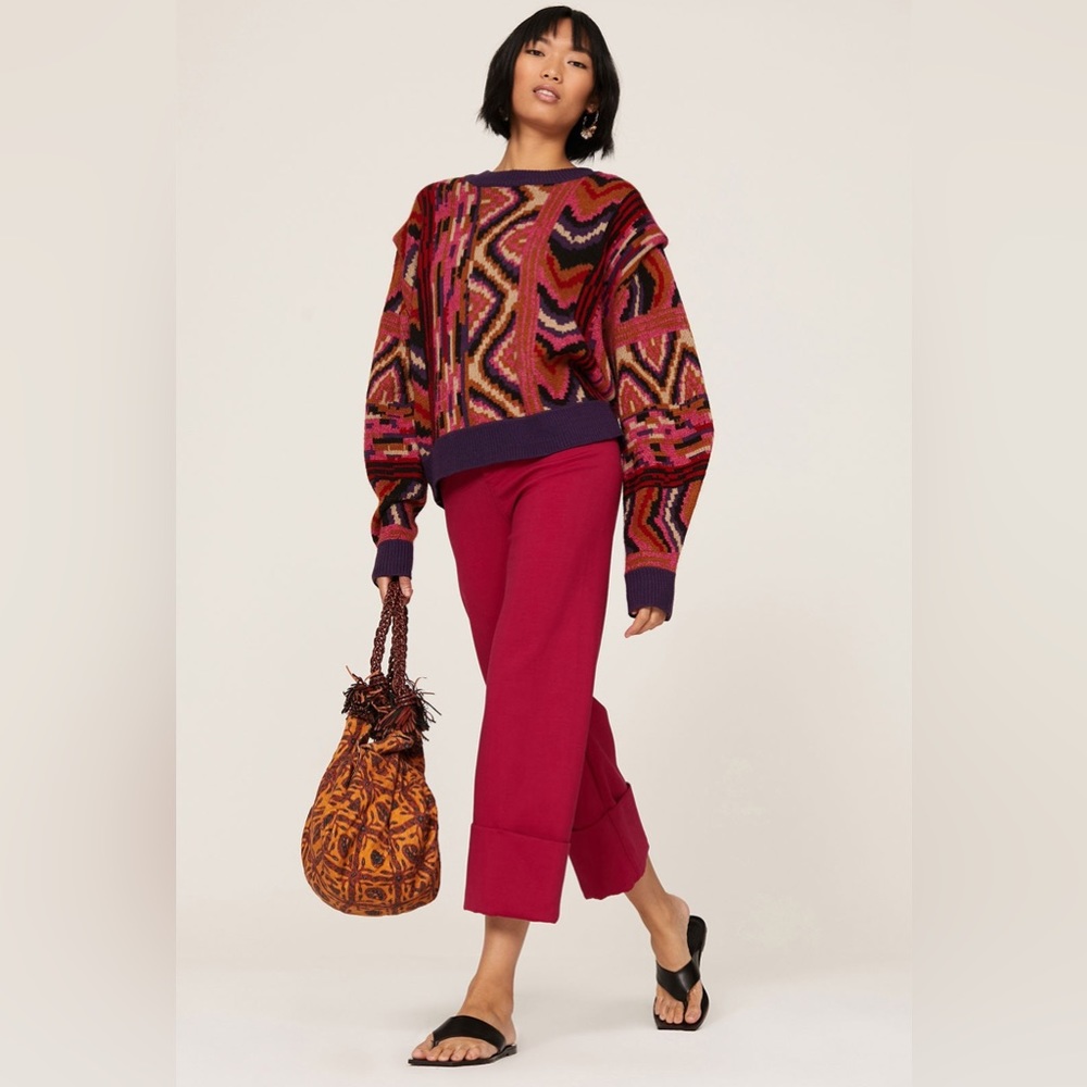 Farm Rio Boho Multicolor Striped Patchwork Knit S… - image 2